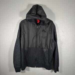 Nike Air Jacket Mens Large Full Zip Hooded Pockets Embroidered Swoosh Logo Black